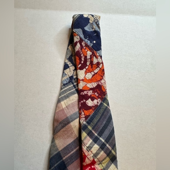 Vintage 70s Bill Blass Patchwork Men’s Necktie Blue Red Tie Dye Orange White - Picture 4 of 9